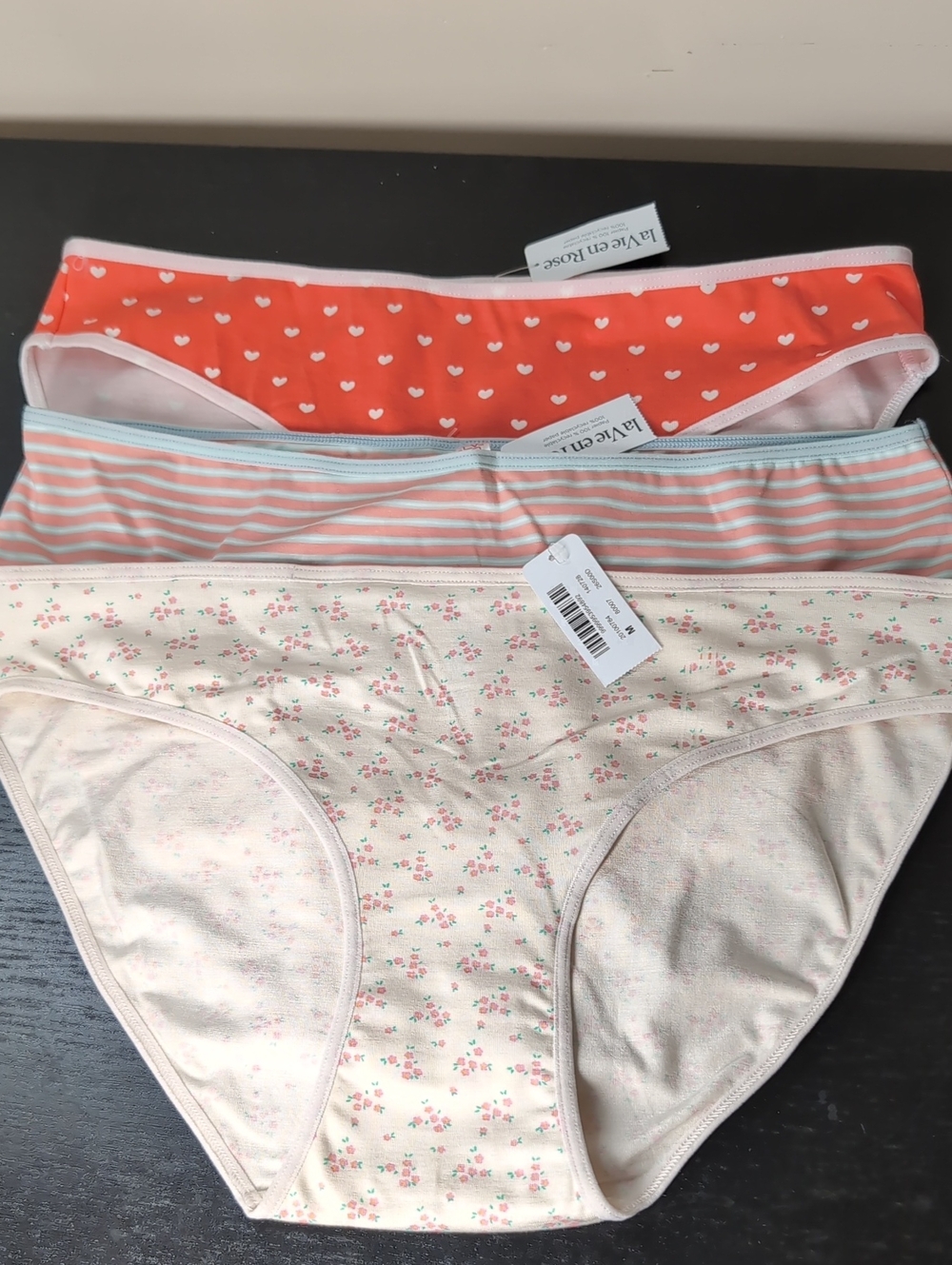 La Vie En Rose Cotton Panties 3 Set NEW Medium
